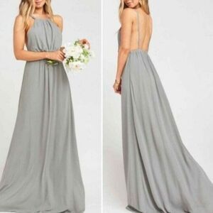 Show Me Your Mumu Halter Dress Womens Medium Amanda Maxi Gray Bridesmaid Event